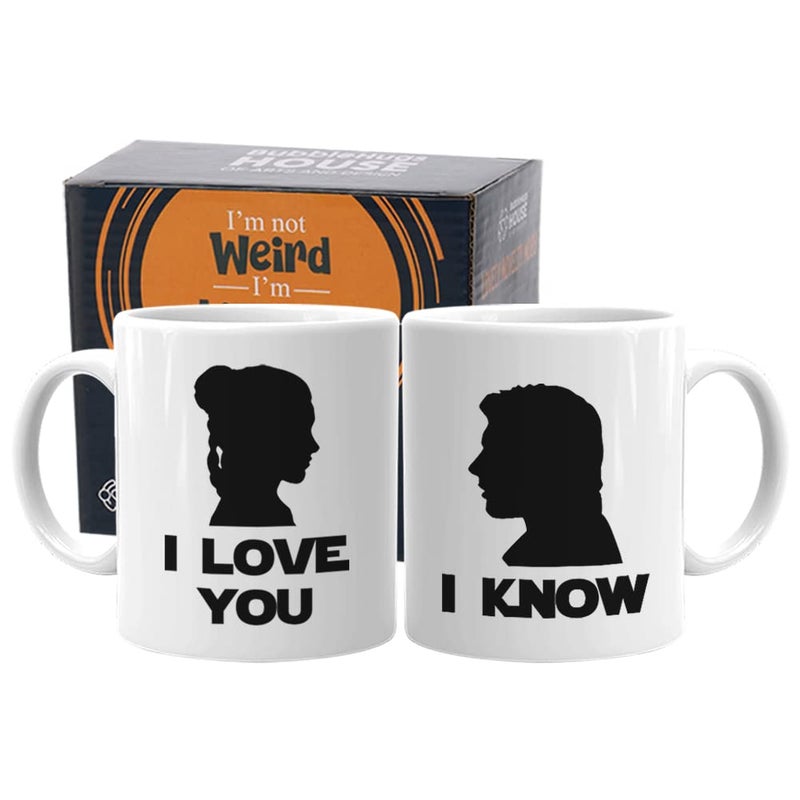 Bubble Hugs Couple Coffee Mug 11 oz White, i love you i know Relationship Lovers Partner - Image 1